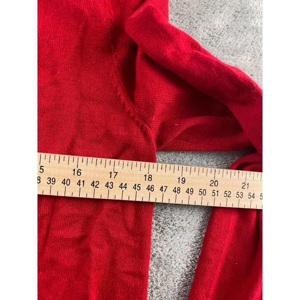 JM Collection Petite Red Rhinestone Grommet Open Front Cardigan Sweater P/P - Picture 9 of 14